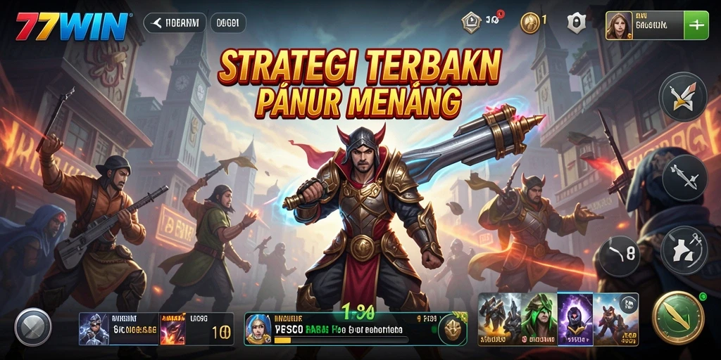 Tampilkan gameplay <strong>77WIN</strong> dengan aksi strategi yang mendebarkan.