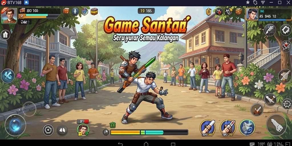 Screenshot utama BTV168 menampilkan gameplay yang ceria dan santai.