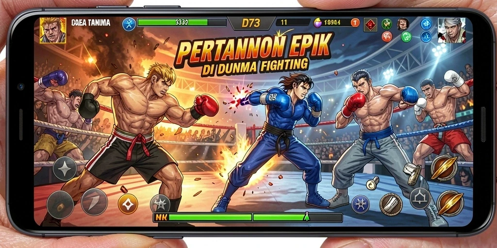 Screenshot D73 menunjukkan aksi pertarungan yang mendebarkan dan karakter yang kuat.