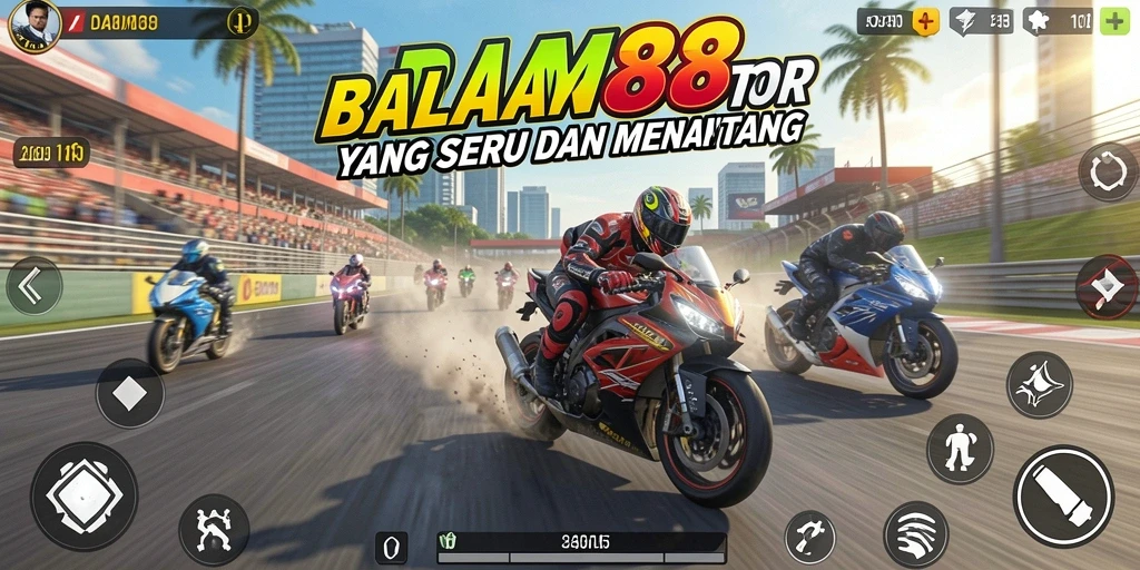 Screenshot gameplay DAM88 menampilkan aksi balapan motor yang mendebarkan.