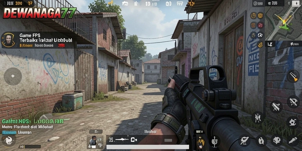 Screenshot DEWANAGA77 menampilkan aksi tembak-menembak intens dalam game FPS.