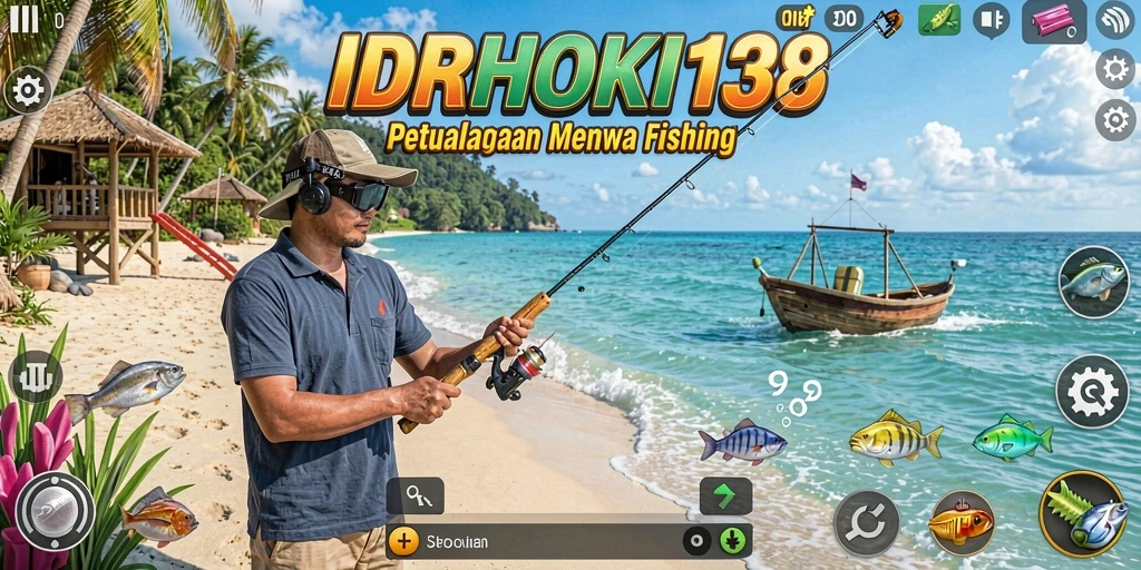 Tampilan gameplay <strong>IDRHOKI138</strong> yang seru saat memancing di lautan.