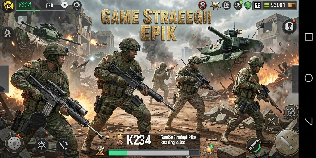 Tampilan gameplay strategi mendebarkan K234 dengan pertempuran intens.