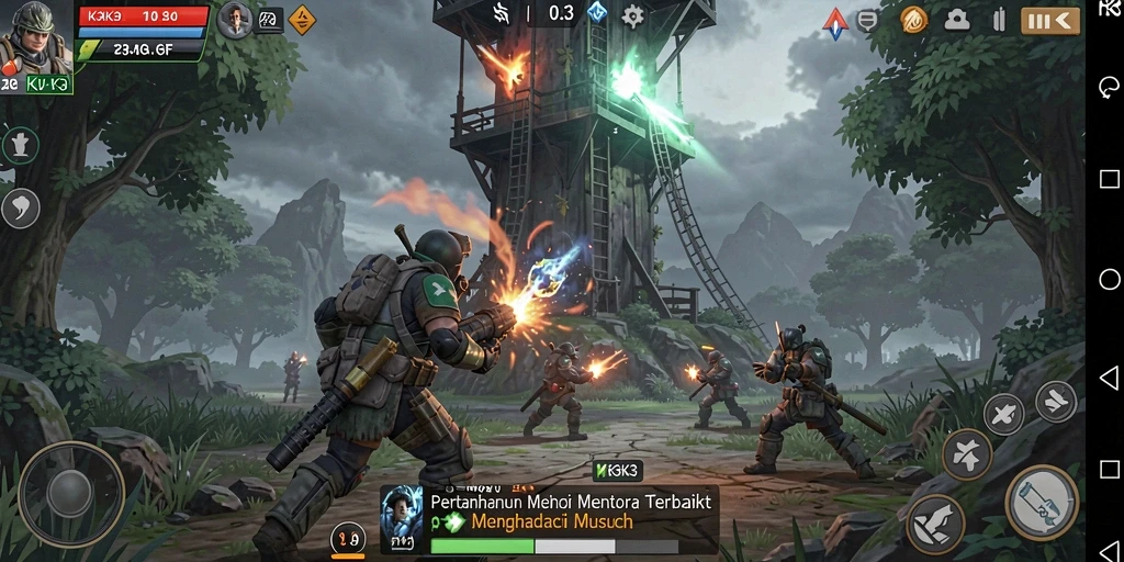 Tampilan gameplay menarik dari K3K3 dalam genre Tower Defense.