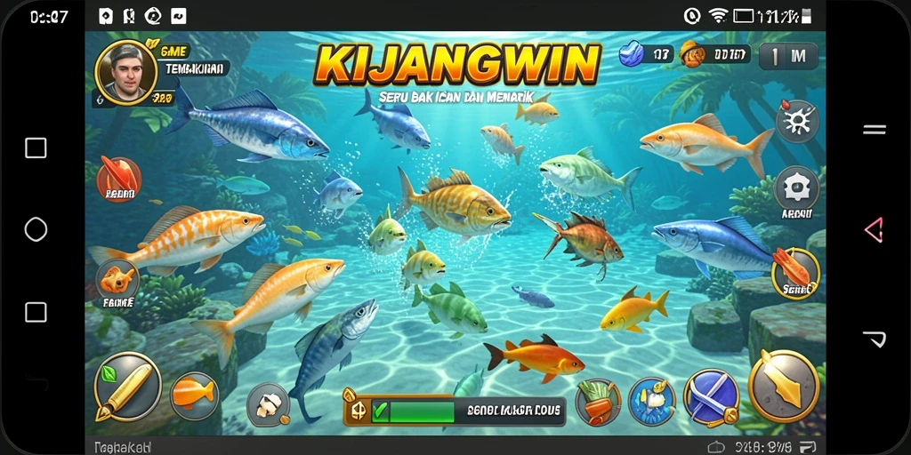 Screenshot KIJANGWIN menampilkan aksi seru menembak ikan.