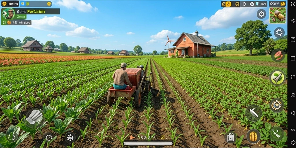 Tampilan gameplay LOVE678 dengan aktivitas pertanian yang seru.