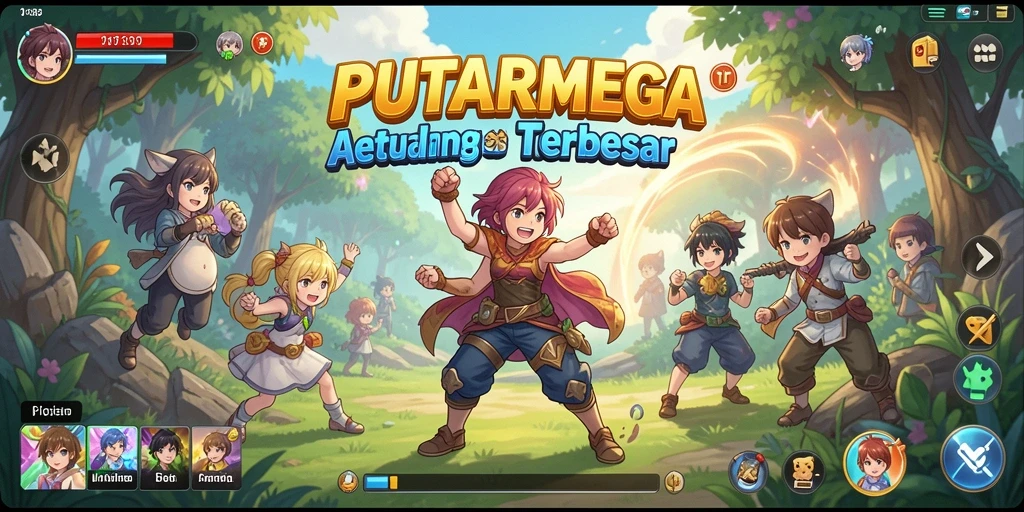 Screenshot gameplay PUTARMEGA menampilkan pertarungan karakter Anime yang dinamis.