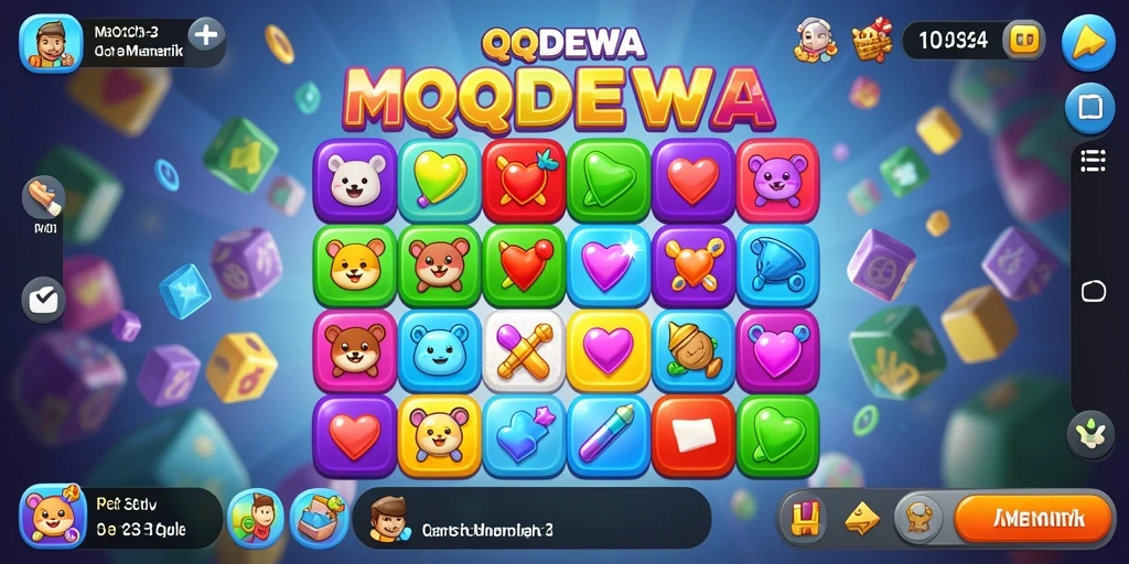 Gameplay menarik dari QQDEWA dengan elemen Match-3 yang seru.