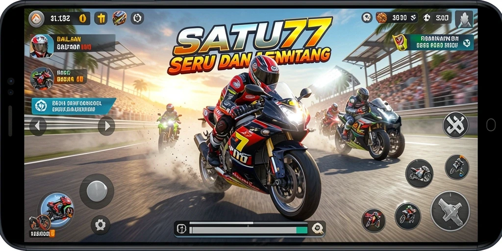 Tampilan aksi balapan motor yang mendebarkan di SATU77.