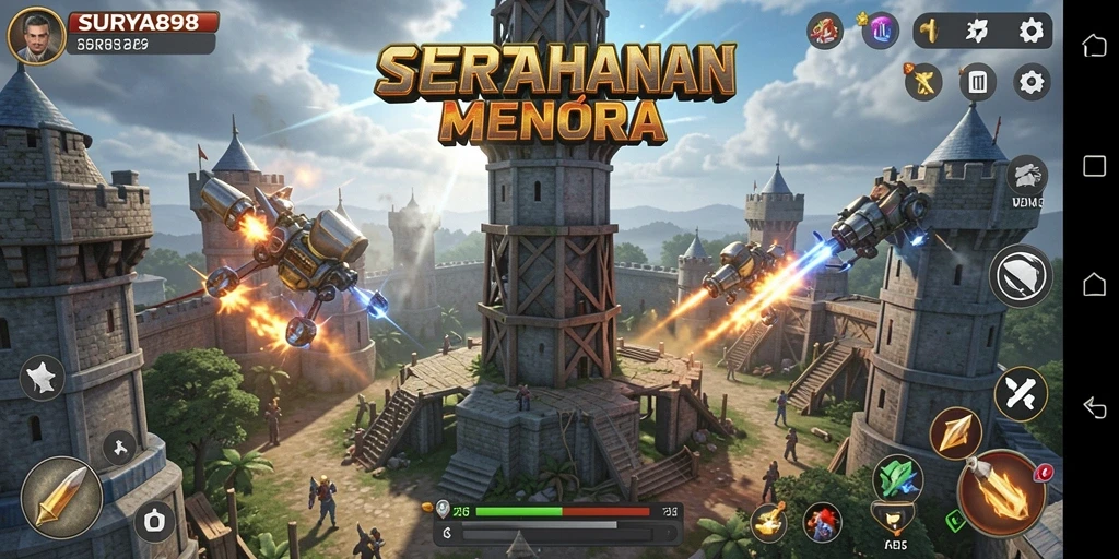 Tampilan mengesankan dari gameplay Tower Defense SURYA898.