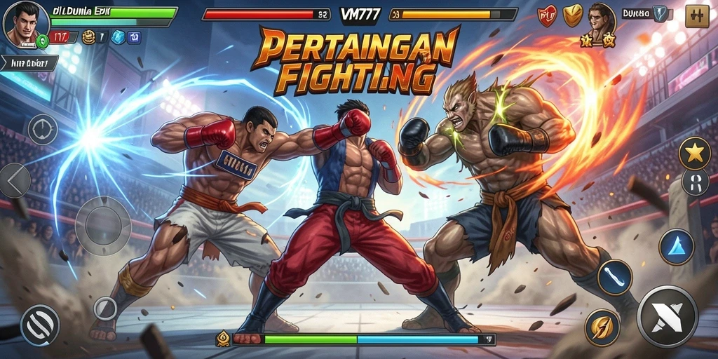 Tampilan gameplay VM777 yang intens dan menarik dalam arena Fighting.