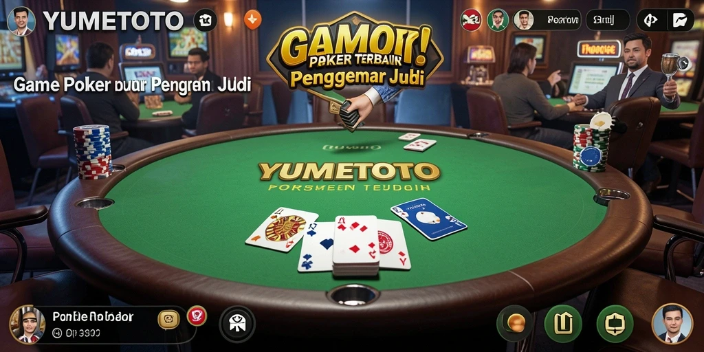 Screenshot menunjukkan gameplay seru Poker di YUMETOTO.